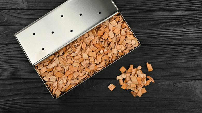 Smoker box of wood chips